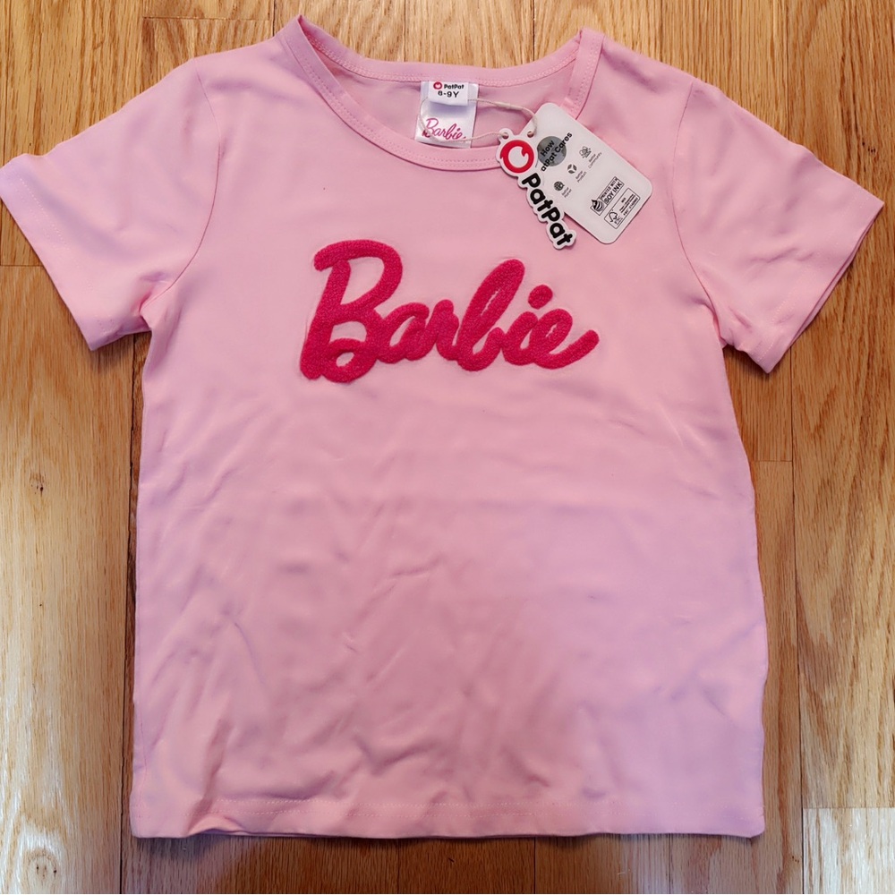 PatPat Pink Short Sleeve Tee with Barbie Design
